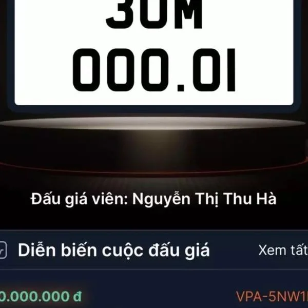 Biển số vàng 30M-000.01 "cháy" giá 1 tỷ