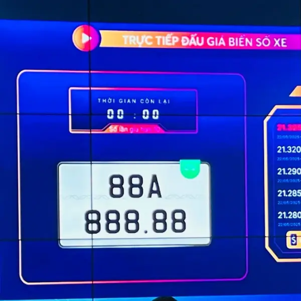 Biển số 88A-888.88 trúng đấu giá với số tiền hơn 21 tỷ đồng