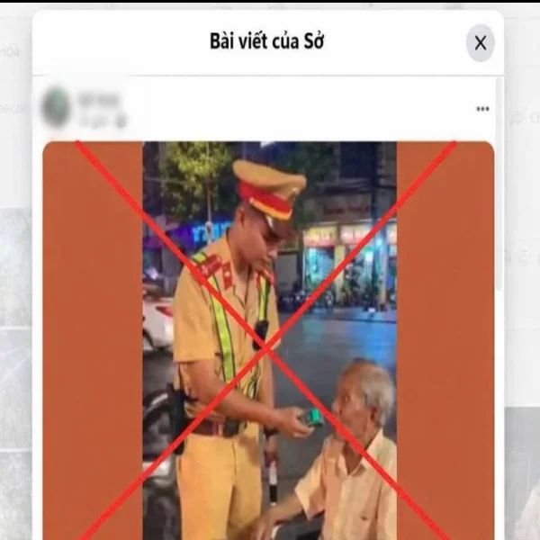 Dựng ảnh AI cụ ông bị CSGT thổi nồng độ cồn, thanh niên bị xử phạt