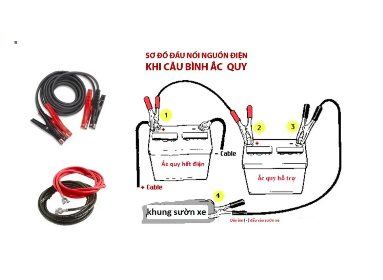 Các bước thực hiện kích bình ắc quy ô tô